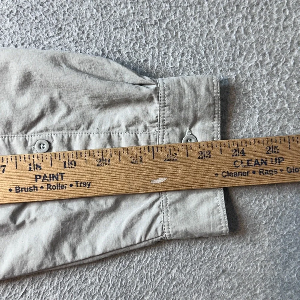 The North Face Shirt Mens XXL Tan Button Up Hiking Long Sleeve Nylon Roll Tab
